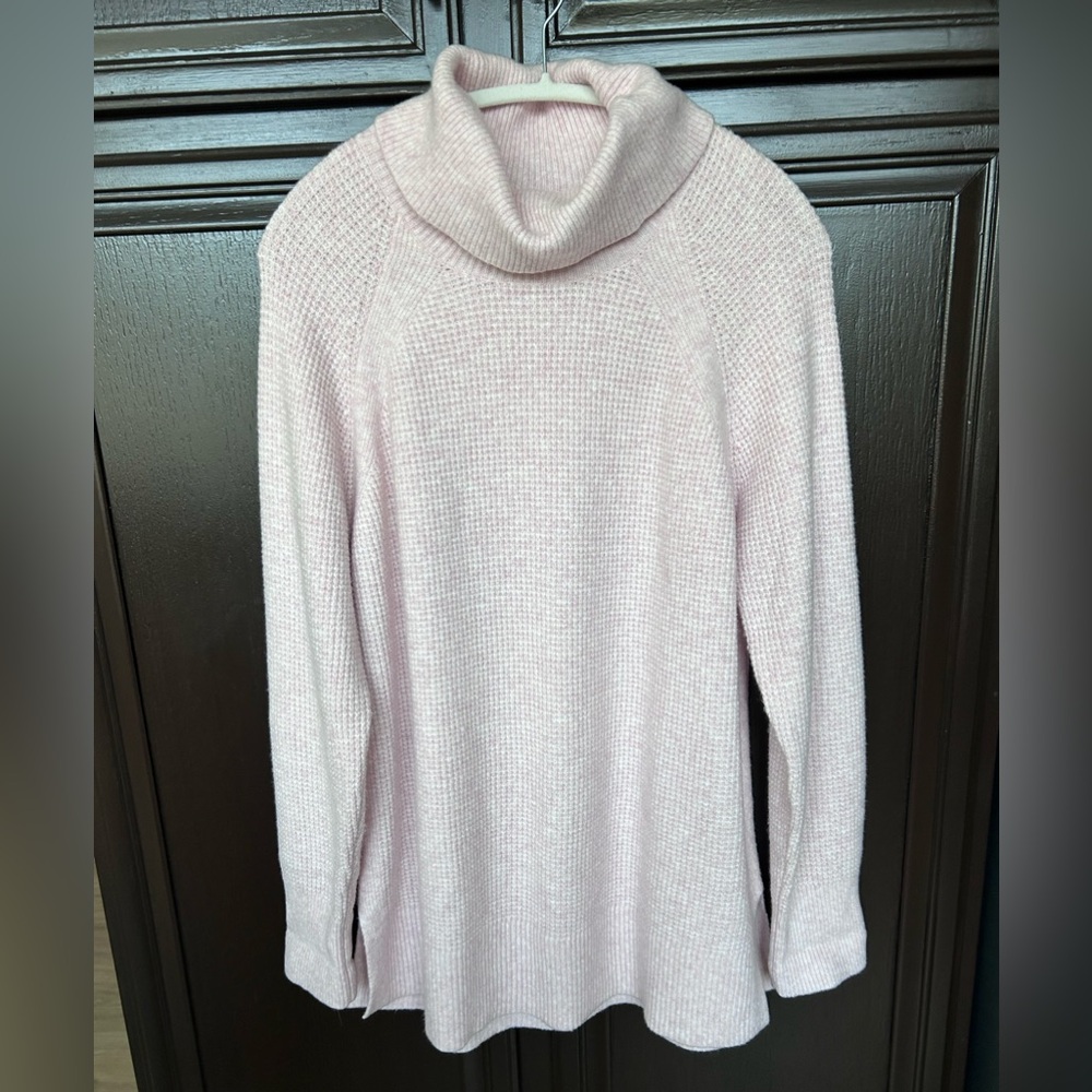 LOFT soft pink cowl neck sweater, no pockets. Size XL